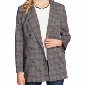 CeCe Suit Blazer Jacket, Size 2, Grey with pops of red